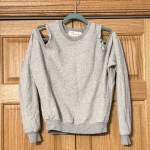 Vintage Havana Off-the-Shoulder Gray Sweater